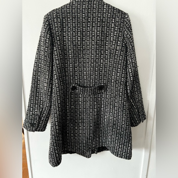 London Fog Women's Textured Black and White Pea Coat - Picture 9 of 13